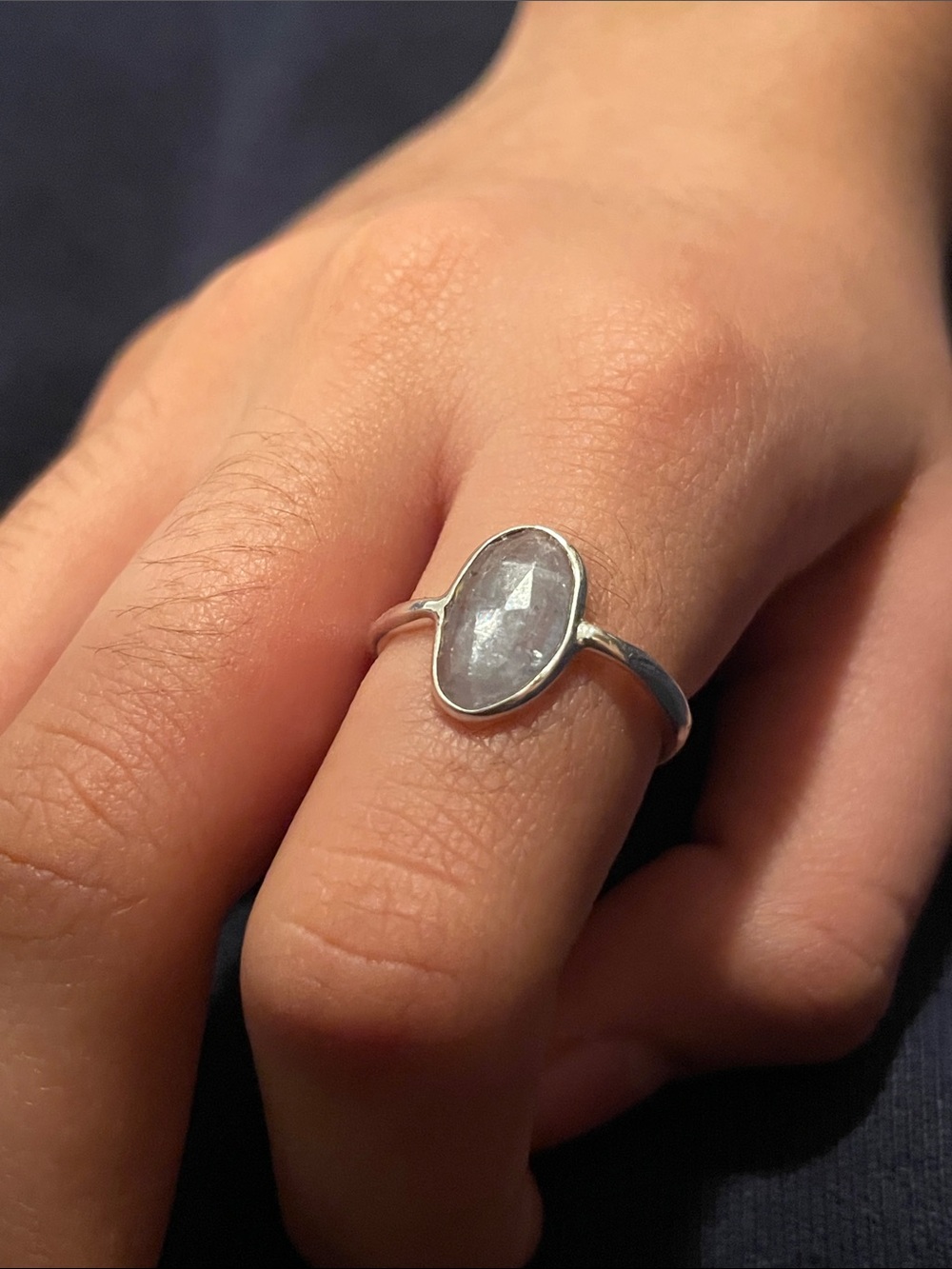 Sterling Silver Oval Kyanite blue Ring - Elegant Gem